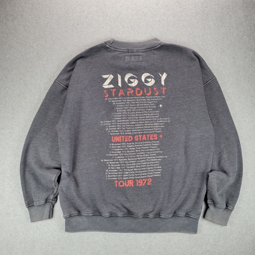 Abercrombie & Fitch David Bowie Sweatshirt Mens Medium Gray Ziggy Stardust Tour - Picture 8 of 9